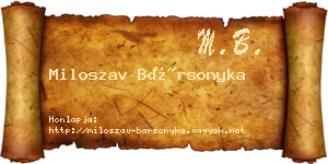 Miloszav Bársonyka névjegykártya
